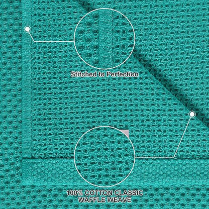 Homaxy 100% Cotton Kitchen Towels and Dishcloths Set, 12 x 12 Inches and 13 x 28 Inches, Set of 16 Bulk Kitchen Towels Set, Ultra Soft Absorbent Dish Cloths for Washing Dishes, Teal