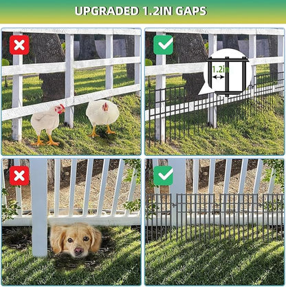 12 Pack Animal Barrier Fence - 13in(H) x12.2ft(L) Metal Fence Barrier for Bottom, 1.2 in Gap Dog & Rabbit Fencing for Garden