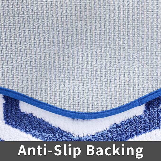 COSY HOMEER Extra Thick Bath Linen Sets Rugs - Anti-Slip Bath Mats Soft Plush 100% Strong Polyester Living Room Bathroom Water Absorbent(Blue,24x48 - Inches)
