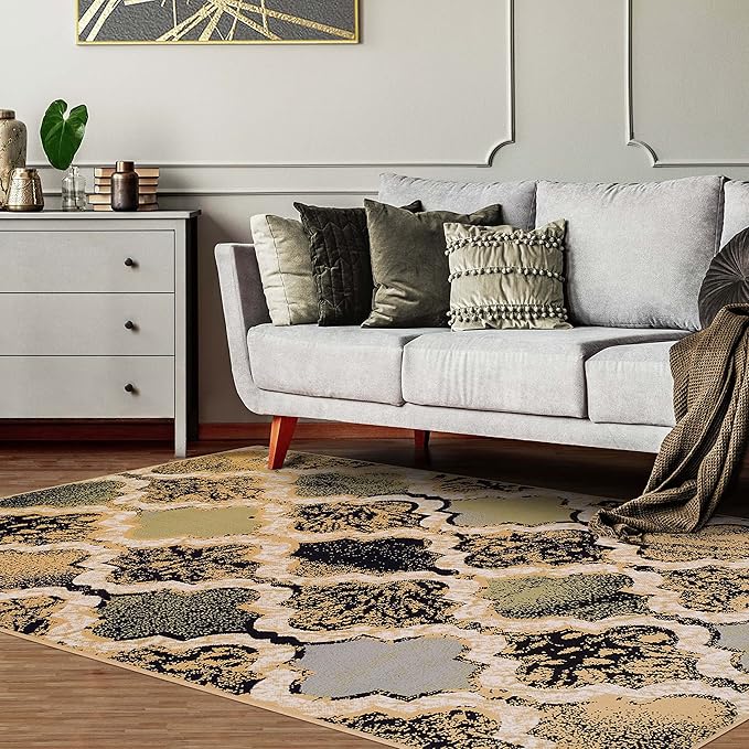 Superior Indoor Large Area Rug, Jute Backed, Perfect for Living/Dining Room, Bedroom, Office, Kitchen, Entryway, Modern Geometric Trellis Floor Decor, Viking Collection, 5' x 8', Multi-Colored