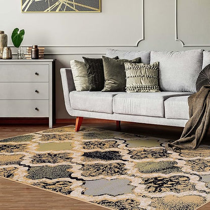 Superior Indoor Small Area Rug, Jute Backed, Perfect for Living/Dining Room, Bedroom, Office, Kitchen, Entryway, Modern Geometric Trellis Floor Decor, Viking Collection 4' x 6' - Multi-Colored