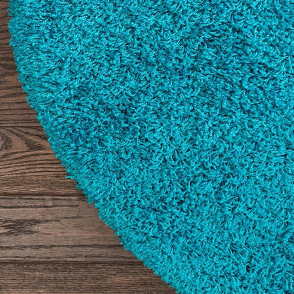 Unique Loom Solid Shag Collection Area Rug (3' 3" x 5' 3" Oval, Turquoise)