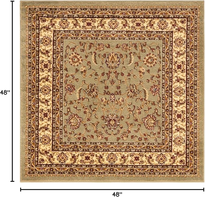 Rugs.com Aditi Collection Rug – 4' Square Green Low Rug Perfect for Living Rooms, Kitchens, Entryways