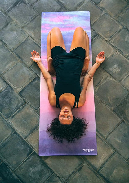 YOGA DESIGN LAB | The Combo Yoga Mat | 2-in-1 Mat+Towel | Eco Luxury | Ideal for Hot Yoga, Power, Bikram, Ashtanga, Sweat | Studio Quality | Includes Carrying Strap!