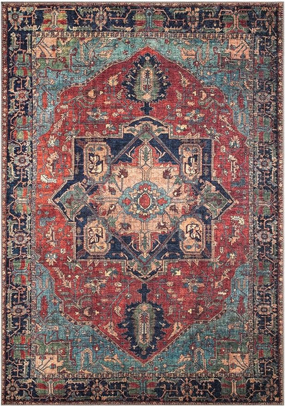 Keen Home Design 4x6 Rug - Machine Washable Area Rug with Non-Slip Backing, Ideal for Living Room, Dining Room, Bedroom - Vintage, Easy Clean, Durable, Low Pile Rug - (4' x 6')