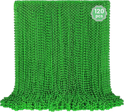 YAXINRUI 120 PCS St. Patricks Day Necklaces, Green Mardi Gras Christmas Bead Necklaces, 33" St. Patrick's Day Green Beads St. Patricks Day Accessories for Mardi Gras, St. Patricks Day Party Favors