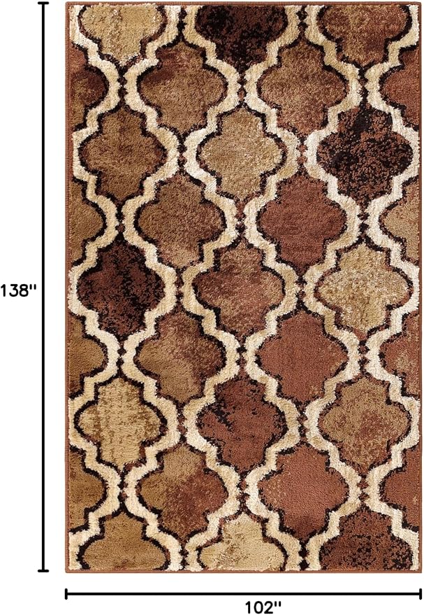 Superior Indoor Small Area Rug, Jute Backed, Perfect for Living/Dining Room, Bedroom, Office, Kitchen, Entryway, Modern Geometric Trellis Floor Decor, Viking Collection 8' 6" x 11' 6" - Brown