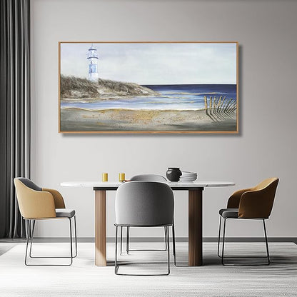 Yuaxker Large Ocean Wall Art Blue and Gold Wall Decor Framed Artwork Vogue Canvas Painting for Living Room Bedroom Dining Room Office Home Decor 30x60 Inch