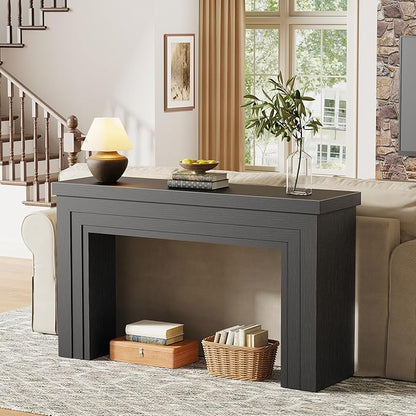 Huuger 54 Inch Entryway Table, Retangular Console Table with Storage, Farmhouse Sofa Table Behind The Couch, Long for Entrance, Hallway, Foyer, Living Room, Black