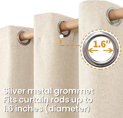 BGment 72 Inch Length Linen Curtains for Living Room 2 Panels, Thick Privacy Window Drapes Textured Light Filtering for Bedroom Office Farmhouse Grommet Top, Oatmeal, Each 52 Inch Wide
