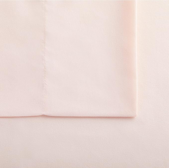 Serta Simply Clean Super Soft Hypoallergenic Stain Resistant Deep Pocket 4 Pieces Solid Bed Sheet Set, Full, Blush Pink