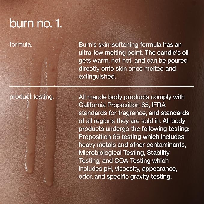 Maude Burn No. 1 - Jojoba Oil Massage Candle with Hydrating, Skin-Softening Soybean Oil - Massage Oil Candle with Notes of Amber, Lemongrass + Tonka Bean - Home + Self Care for Women & Men (4 oz)