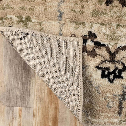 Superior 8mm Pile Height with Jute Backing, Gorgeous Patchworked Damask Design, Fashionable and Affordable Woven Rugs, 2'7" x 8' Runner, Beige