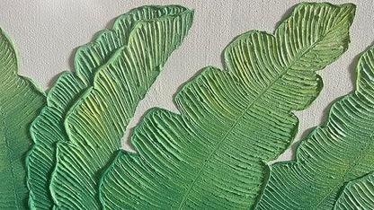 YaSheng Art - Thick Texture Modern minimalist 3D textured wall art Oil Paintings on Canvas Green plant paintings handmade Abstract artwork painting canvas wall art for bedroom Home Wall Art Deco Oil Painting Long size 24X60 Inch