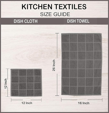 AMOUR INFINI Dish Cloths for Washing Dishes Set of 8 - Highly Absorbent, Super Soft Kitchen Dishcloths - Reusable Quick Dry Dish Rags for Cleaning & Drying Kitchen Linens (12x12 Inch - L.Grey)