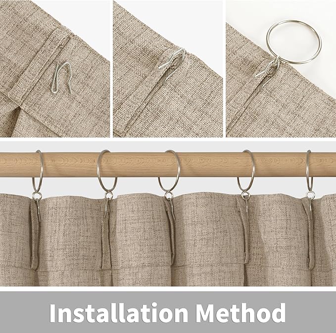 YoungsTex Oatmeal Linen Semi Sheer Curtains 84 Inch Length for Living Room 2 Panels, Light Filtering Drapes with Back Tab Natural Window Treatments for Bedroom, 40 X 84 Inch