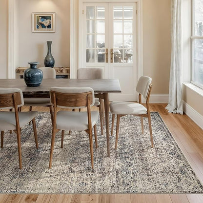 Bloom Rugs Washable Non-Slip 10x14 Rug - Beige Brown/Teal Traditional Oriental Area Rug for Living Room, Bedroom, Dining Room, and Kitchen - Exact Size: 10' x 14'