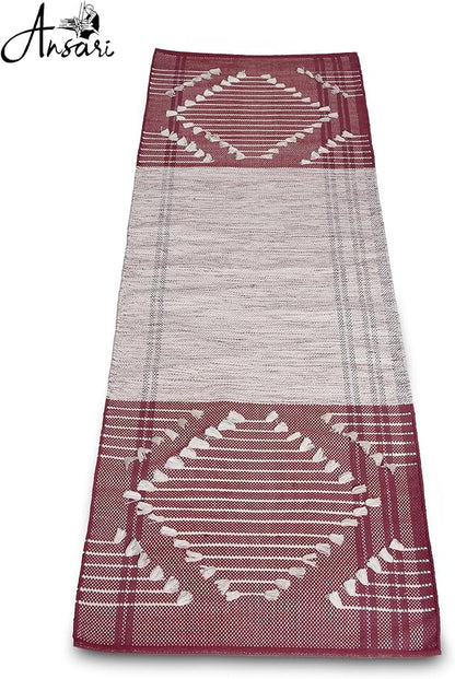 Craftyansari Handwoven Cotton Yoga Mat, Natural, 72 x 24 Inches, Fair Trade, Soft Absorbent Surface for Exercise, Workout, Meditation