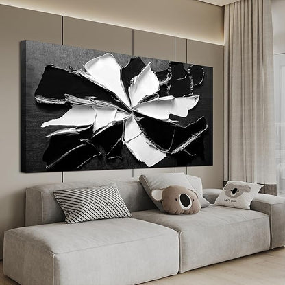 Abstract Wall Art Decoration Modern Wall Art Pictures for Living Room Abstract Canvas Art Wall Decor Minimalist Black and White Wall Art Prints Flowers Artwork for Walls Office Home Decor 20"X40"