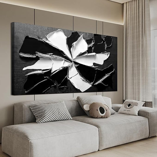 Abstract Wall Art Decoration Modern Wall Art Pictures for Living Room Abstract Canvas Art Wall Decor Minimalist Black and White Wall Art Prints Flowers Artwork for Walls Office Home Decor 20"X40"