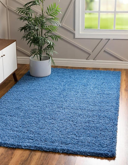 Unique Loom Solid Shag Collection Area Rug (3' 3" x 5' 3" Rectangle, Periwinkle Blue)