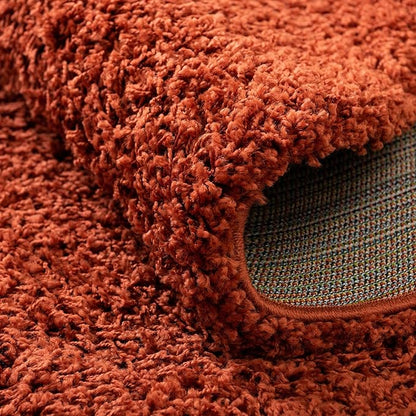 Unique Loom Solid Shag Collection Area Rug (4' 1" Round, Terracotta)