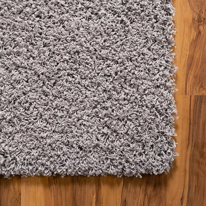 Unique Loom Solid Shag Collection Area Rug (10' x 13' 11" Rectangle, Cloud Gray)