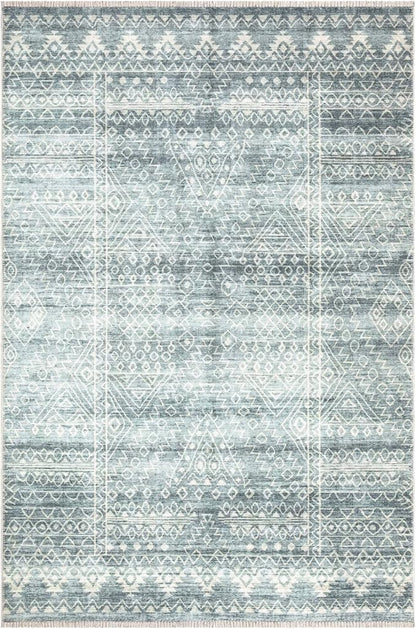 Bloom Rugs Caria Washable Non-Slip 3x5 Rug - Teal/Ivory Geometric Area Rug for Living Room, Bedroom, Dining Room, and Kitchen - Exact Size: 3' x 5'