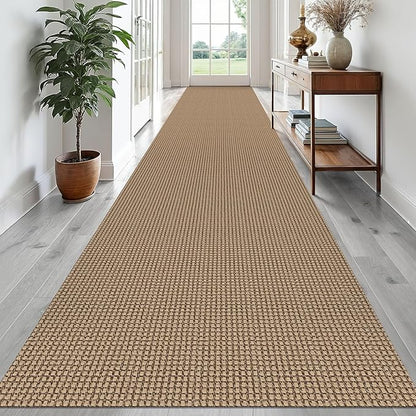 EARTHALL Runner Rug 3x20 Ft Washable Runners for Hallways Extra Long Woven Non Slip Entryway Runner Braided Kitchen Runner Indoor Outdoor Carpet Runners for Hotels, Officel, Stair, Orange/Tan/Brown