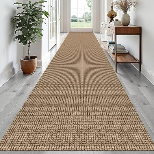 EARTHALL Runner Rug 3x20 Ft Washable Runners for Hallways Extra Long Woven Non Slip Entryway Runner Braided Kitchen Runner Indoor Outdoor Carpet Runners for Hotels, Officel, Stair, Orange/Tan/Brown
