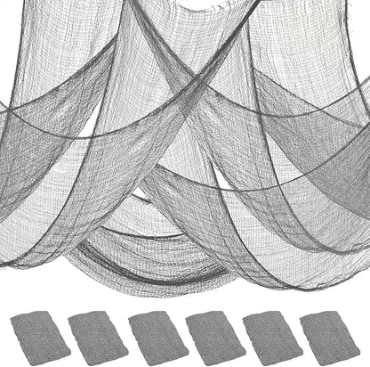 Legigo 6 Pack Grey Halloween Creepy Cloths Cheesecloths, Spooky Black Mesh Fabric Cheese Cloths for Crafts, Scary Gauze Fabric for Party Supplies Home Wall Doorway Outdoor Yard Decor