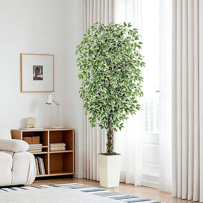 Artificial Ficus Tree (1, Crack-White, 6FT)