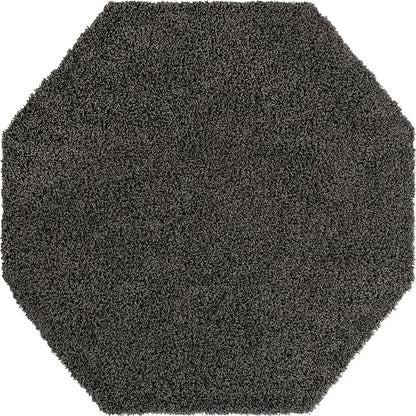 Unique Loom Solid Shag Collection Area Rug (6' 1" Octagon, Graphite Gray)