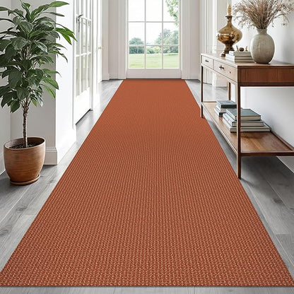 EARTHALL Runner Rug 3x16 Ft Washable Runners for Hallways Extra Long Woven Non Slip Entryway Runner Braided Kitchen Runner Indoor Outdoor Carpet Runners for Hotels, Hall, Stair, Rustic Orange/Tan