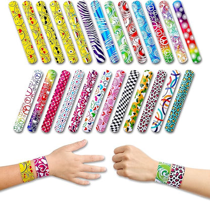 Giraffe Manufacturing 50 Pcs Christmas Slap Bracelets for Kids Bulk – Colorful Snap Bracelets Christmas Party Favors For Kids Stocking Stuffers, Classroom Prize – Fun Wristbands Birthday Gifts