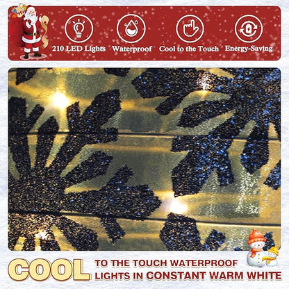 5FT Lighted Pop Up Stackable Ornaments for Christmas Decoration, 3D Pre-Lit Decor with 210 LED Lights with Easy Pop-Up Design, Freestanding Glittered Holiday Display for Outdoor, Indoor