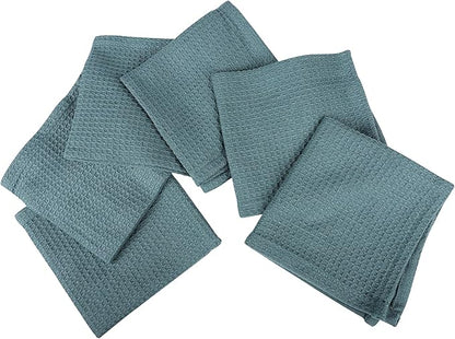 Vintage Vista 100% Cotton Waffle Dish Cloths (Pack of 6) - Dish Rags for Washing Dishes - Reusable & Highly Absorbent Kitchen Towels - Kitchen Rags for Christmas - (12" x 12" - Dark Green)
