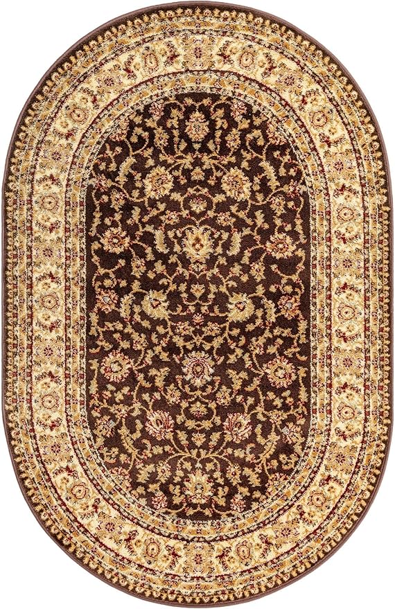 Rugs.com Aditi Collection Rug – 4x6 Oval Brown Medium-Pile Rug Perfect for Living Rooms, Large Dining Rooms, Open Floorplans