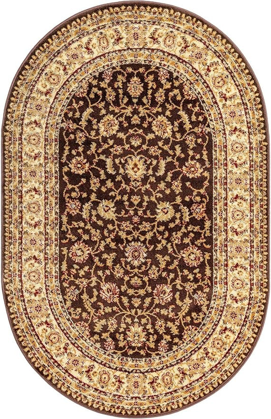 Rugs.com Aditi Collection Rug – 4x6 Oval Brown Medium-Pile Rug Perfect for Living Rooms, Large Dining Rooms, Open Floorplans