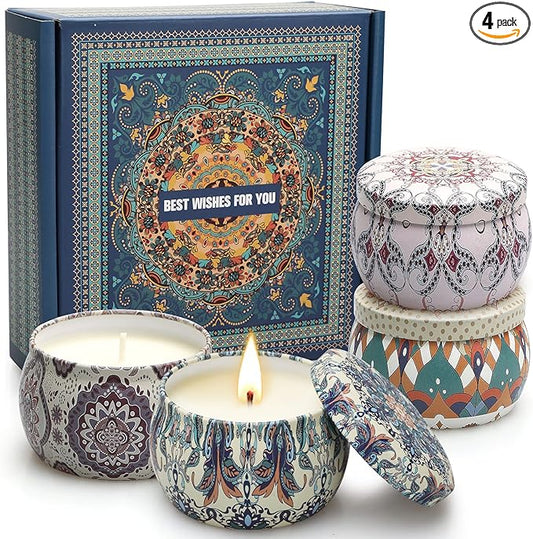 Scented Candle Gifts for Women, 4 Pack 4.4 oz Aromatherapy Candles, Stocking Stuffers for Women, Stress Relief Gifts for Girlfriend, Teacher, Mom, Anniversary, Birthday, Christmas Gift