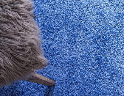 Unique Loom Solid Shag Collection Area Rug (8' Round, Periwinkle Blue)