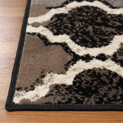 Superior Indoor Area Rug, Jute Backing, Modern Plush Rugs for Hallway, Living, Dining Room, Office, Kitchen, Geometric Trellis Floor Decor, Viking Collection, 6' x 9', Chocolate