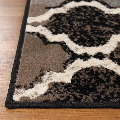 Superior Indoor Small Area Rug, Jute Backed, Perfect for Living/ Dining Room, Bedroom, Office, Kitchen, Entryway, Modern Geometric Trellis Floor Decor, Viking Collection, 3' x 5', Chocolate