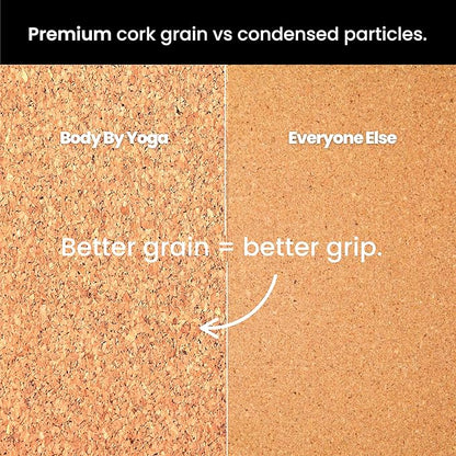 Luxury Cork Yoga Mat - Non Slip, Extra Thick Grip. Thicker, Longer, and Wider for More Comfort and Support. Tough Enough For Hot Yoga. Natural, Non Toxic, and Eco Friendly. Optional Alignment Lines.