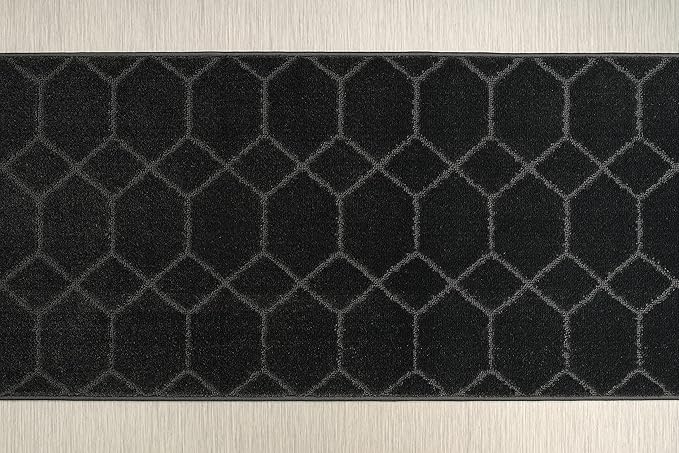 Custom Size Hallway Carpet Runner Rug, Slip Resistant, 31 Inch Wide X Your Choice of Length, Trellis Anthracite, 31 Inch X 50 feet