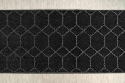 Custom Size Hallway Carpet Runner Rug, Slip Resistant, 31 Inch Wide X Your Choice of Length, Trellis Anthracite, 31 Inch X 32 feet