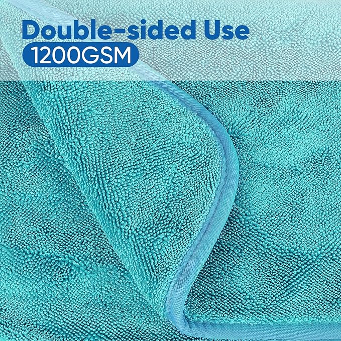 HOMEXCEL Car Drying Towel (36"x 24"), 1200GSM Ultra Absorbent Car Cleaning Cloth, Streak-Free Microfiber Drying Towel, Great for Cars, Trucks, SUVs, RVs, Motorcycles