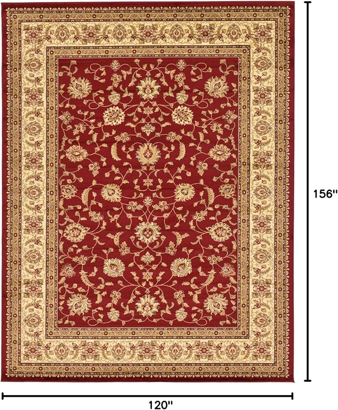 Rugs.com Aditi Collection Rug – 10' x 13' Red Low Rug Perfect for Living Rooms, Large Dining Rooms, Open Floorplans