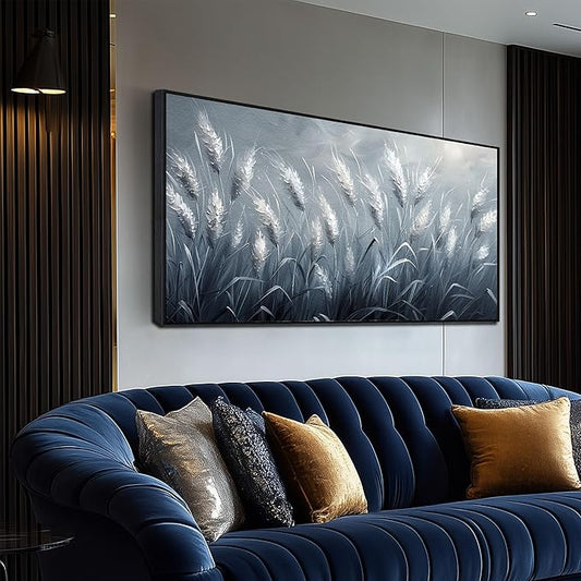 Home Decor Botanical Wall Art Reed Wall Paintings Black Framed Wall Decor Big Pictures 29"x 59"