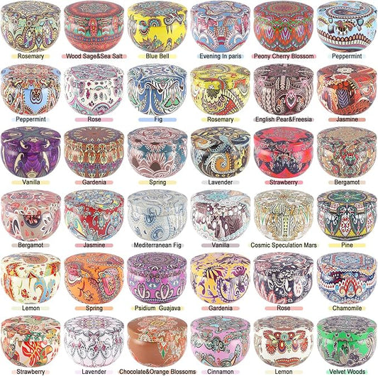 Scented Candles Gifts Set 36 Pack Soy Wax Travel Tin Jar Candles for Home 2.5 OZ Scented Candles for Mom for Christmas, Birthday, Thanksgiving, Mother's Day